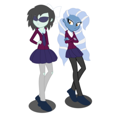 Size: 5232x4952 | Tagged: safe, artist:t-mack56, neon lights, pokey pierce, rising star, equestria girls, g4, my little pony equestria girls: friendship games, absurd resolution, background human, base used, bright shine, clothes, crystal prep academy, crystal prep academy uniform, equestria guys, hair bow, male, pigtails, poppy pin, rule 63, school uniform, simple background, transparent background, vector