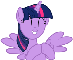 Size: 6072x4980 | Tagged: safe, artist:slb94, twilight sparkle, alicorn, pony, g4, ^^, absurd resolution, adorkable, clapping, clapping ponies, cute, dork, eyes closed, female, grin, mare, simple background, smiling, solo, spread wings, squee, transparent background, twiabetes, twilight sparkle (alicorn), vector