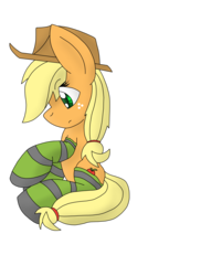 Size: 5100x7002 | Tagged: safe, artist:fisherfly, applejack, g4, absurd resolution, clothes, female, simple background, sitting, socks, solo, striped socks, transparent background