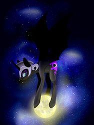 Size: 1500x2000 | Tagged: safe, artist:lauramint, nightmare moon, g4, female, moon, solo, spread wings, tangible heavenly object