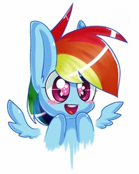 Size: 673x844 | Tagged: safe, artist:louderpony, rainbow dash, g4, blushing, cute, dashabetes, female, floating wings, open mouth, simple background, smiling, solo, starry eyes, wingding eyes