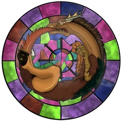 Size: 1024x1024 | Tagged: safe, artist:tetrapony, discord, draconequus, g4, male, ouroboros, solo, stained glass