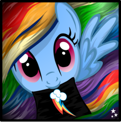 Size: 6364x6435 | Tagged: safe, artist:pinkius, rainbow dash, g4, absurd resolution, cutie mark, female, long mane, mouth hold, smiling, solo