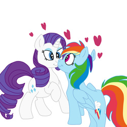 Size: 894x894 | Tagged: safe, rainbow dash, rarity, g4, female, folded wings, heart, lesbian, ship:raridash, shipping