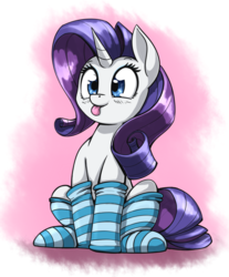 Size: 969x1169 | Tagged: safe, artist:otakuap, rarity, pony, unicorn, g4, :p, clothes, cute, female, mare, rarara, raribetes, silly, silly pony, sitting, socks, solo, striped socks, tongue out