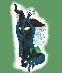 Size: 1024x1195 | Tagged: safe, artist:theartistsora, queen chrysalis, changeling, changeling queen, g4, chest fluff, crown, female, fluffy, jewelry, regalia, solo