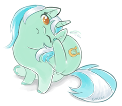 Size: 894x777 | Tagged: safe, artist:mcponyponypony, lyra heartstrings, cat, pony, unicorn, g4, behaving like a cat, behaving like a dog, cute, female, lyrabetes, one eye closed, scratching, solo, weapons-grade cute