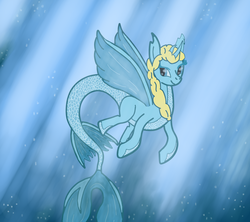 Size: 949x842 | Tagged: safe, artist:bravegunner, oc, oc only, oc:calypso, alicorn, merpony, pony, bubble, female, fish tail, horn, mare, ocean, smiling, swimming, tail, underwater, water