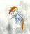 Size: 1089x1280 | Tagged: safe, artist:matugi, rainbow dash, g4, female, sad, solo, traditional art, watercolor painting