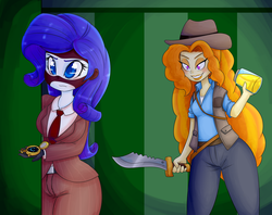 Size: 1280x1014 | Tagged: safe, artist:basketgardevoir, adagio dazzle, rarity, equestria girls, g4, blushing, bushwacka, dead ringer, jar, jarate, lockers, pee in container, rarispy, shadow, sniper, sniper (tf2), spy, spy (tf2), team fortress 2, this will end in tears and/or death, urine