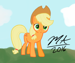 Size: 1024x860 | Tagged: safe, anonymous artist, applejack, earth pony, pony, g4, female, looking at you, mare, solo, surprised