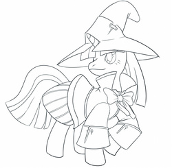 Size: 900x882 | Tagged: safe, artist:kojiro-brushard, twilight sparkle, g4, black mage, female, final fantasy, monochrome, robe and wizard hat, solo