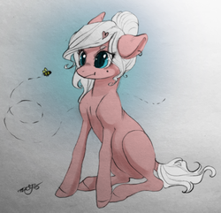 Size: 2267x2189 | Tagged: safe, artist:opalacorn, oc, oc only, oc:charm, bee, pony, high res, solo, traditional art