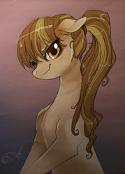 Size: 2337x3264 | Tagged: safe, artist:opalacorn, oc, oc only, oc:karma, pony, high res, ponytail, solo