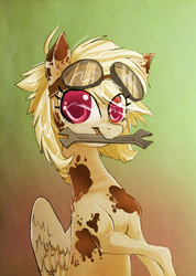 Size: 2328x3264 | Tagged: safe, artist:opalacorn, oc, oc only, oc:sam, pegasus, pony, dirty, goggles, high res, solo, wrench