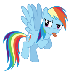 Size: 2880x3000 | Tagged: safe, artist:sollace, rainbow dash, pony, g4, crossed hooves, female, flying, high res, show accurate, simple background, solo, tongue out, transparent background, vector