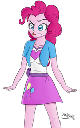 Size: 1200x1920 | Tagged: safe, artist:thealjavis, pinkie pie, equestria girls, g4, clothes, female, legs, silly human, skirt, solo