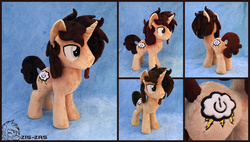Size: 5015x2857 | Tagged: safe, artist:zizzaz, oc, oc only, oc:ponder cloud, commission, commissioner:navelcolt, cutie mark, goatee, irl, male, photo, plushie, solo