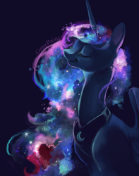 Size: 1338x1700 | Tagged: safe, artist:graypaint, princess luna, g4, color porn, eyes closed, female, galaxy mane, smiling, solo