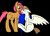 Size: 842x609 | Tagged: safe, artist:princessangeldust, babs seed, featherweight, earth pony, pegasus, pony, g4, crack shipping, female, male, ship:featherseed, shipping, spread wings, straight, wings