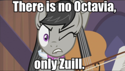 Size: 961x543 | Tagged: safe, edit, edited screencap, screencap, octavia melody, earth pony, pony, g4, caption, cello, extremely obscure reference, female, image macro, mare, musical instrument, obscure reference, solo, text, zuul