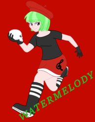 Size: 1503x1938 | Tagged: safe, artist:oneovertwo, drama letter, watermelody, equestria girls, g4, background human, female, skull, solo, yorick