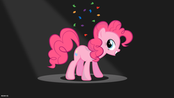 Size: 1024x576 | Tagged: safe, artist:noah-x3, pinkie pie, g4, confetti, excited, female, grin, show accurate, solo, spotlight, vector