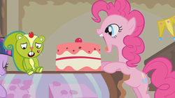 Size: 1280x720 | Tagged: safe, edit, edited screencap, screencap, pinkie pie, twilight sparkle, g4, swarm of the century, happy tree friends, nutty (happy tree friends), open mouth, this will end in tears and/or death