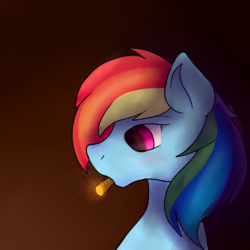 Size: 512x512 | Tagged: safe, artist:tuxisthename, rainbow dash, g4, cigarette, female, smoking, solo