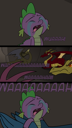 Size: 400x710 | Tagged: safe, artist:queencold, spike, oc, dragon, g4, comic, crying, dragon oc, male, sad