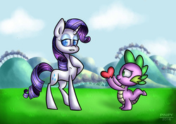 Size: 1280x904 | Tagged: safe, artist:pinipy, rarity, spike, g4, female, heart, male, ship:sparity, shipping, straight