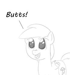 Size: 2135x2304 | Tagged: safe, artist:wenni, rainbow dash, g4, backwards cutie mark, butts, dialogue, female, grayscale, high res, monochrome, solo