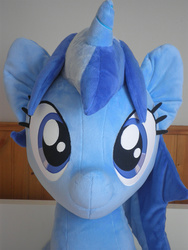 Size: 1488x1984 | Tagged: safe, artist:qtpony, minuette, pony, unicorn, g4, cute, irl, life size, looking at you, minubetes, photo, plushie, solo