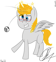 Size: 1418x1577 | Tagged: safe, artist:nexcoyotlgt, oc, oc only, pegasus, pony, circling stars, dizzy, glasses, male, solo, stallion