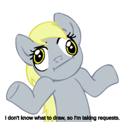 Size: 945x945 | Tagged: safe, derpy hooves, g4, :i, female, shrug, shrugpony, solo, text