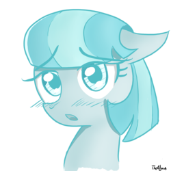 Size: 1280x1280 | Tagged: safe, artist:thealjavis, coco pommel, g4, blushing, female, monochrome, solo