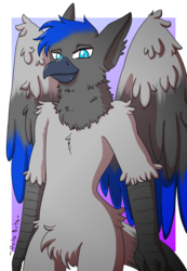 Size: 900x1300 | Tagged: safe, artist:deitosart, oc, oc only, oc:radzhel, griffon, anthro, pubic fluff