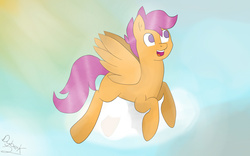 Size: 3840x2400 | Tagged: safe, artist:dybekscoots, scootaloo, g4, dream, female, flying, high res, solo