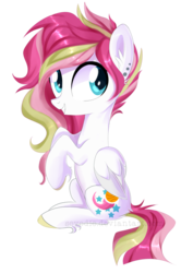 Size: 729x1095 | Tagged: safe, artist:sevedie, oc, oc only, pegasus, pony, cute, ear fluff, ear piercing, looking back, piercing, simple background, smiling, solo, transparent background, unshorn fetlocks, watermark