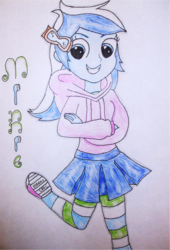 Size: 955x1402 | Tagged: safe, artist:blazingdazzlingdusk, minuette, equestria girls, g4, drawing, equestria girls-ified, female, solo, toothbrush, traditional art