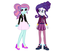 Size: 4200x3000 | Tagged: safe, artist:mixiepie, rarity, sunny flare, equestria girls, friendship games, g4, alternate universe, clothes, crystal prep academy uniform, high res, school uniform, simple background, transparent background