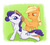 Size: 850x768 | Tagged: safe, artist:gamijack, applejack, rarity, earth pony, pony, unicorn, g4, accessory swap, blushing, female, hat, lesbian, mare, ship:rarijack, shipping