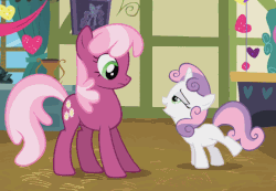 Size: 578x400 | Tagged: safe, screencap, cheerilee, sweetie belle, g4, animated, female, out of context