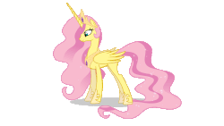 Size: 1280x720 | Tagged: safe, artist:sanchezlev, fluttershy, alicorn, pony, g4, alicornified, animated, blinking, ethereal mane, female, fluttercorn, race swap, recolor, simple background, smiling, solo, sparkles, transparent background