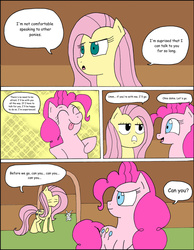 Size: 1024x1322 | Tagged: safe, artist:average-00, angel bunny, fluttershy, pinkie pie, pony, comic:opposites, g4, comic, tongue out