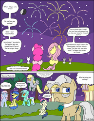 Size: 10200x13200 | Tagged: safe, artist:average-00, angel bunny, bon bon, derpy hooves, gummy, lyra heartstrings, mayor mare, sweetie drops, pegasus, pony, comic:opposites, g4, absurd resolution, comic, female, fireworks, mare, moon, sleeping