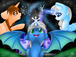 Size: 2048x1536 | Tagged: safe, artist:duskanddashie, oc, alicorn, pony, alicorn oc, alidragon, anna, cute, elsa, frozen (movie), open mouth, snowflake, spread wings