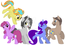 Size: 1600x1108 | Tagged: safe, artist:jojuki-chan, berry punch, berryshine, oc, earth pony, pegasus, pony, unicorn, g4