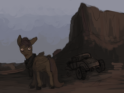 Size: 1600x1200 | Tagged: safe, artist:celestiawept, scootaloo, g4, car, desert, female, solo