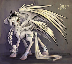 Size: 1113x999 | Tagged: safe, artist:turonie, oc, oc only, oc:gorgo, pegasus, pony, multiple wings, solo
